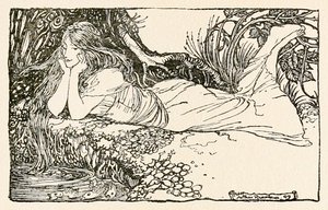 Olhar indefinido para a água, de "Undine". de Arthur Rackham