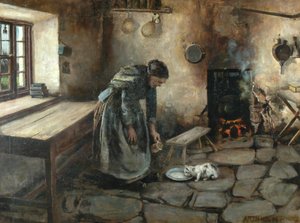 Interior da casa de campo (óleo sobre tela) de Arthur Rigg