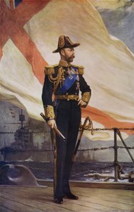 Rei Jorge V em uniforme naval (cor litho)