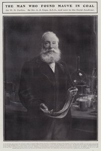 William Henry Perkin, químico inglês que descobriu o primeiro corante orgânico sintético, mauveine (litho)