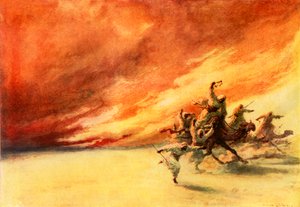 O flagelo do deserto (litografia a cores)