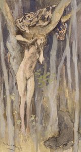 Hamadraid - Spirit of a Tree, c.1890 (pastel, lápis e aguarela sobre papel) de Arthur Wardle