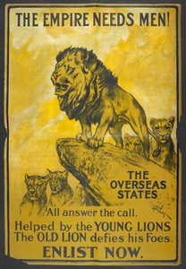 "O império precisa de homens! Um cartaz de recrutamento destinado às colónias britânicas.