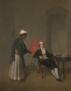 Retrato de um cavalheiro, possivelmente William Hickey, e de um criado índio de Arthur William Devis