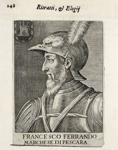 AVALOS, Fernando Francisco (1490-1546). General espanhol. Xilogravura. ESPANHA. MADRID (COMUNIDADE AUTÓNOMA). Madrid. Biblioteca Nacional