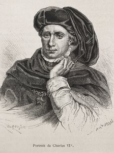 Carlos VI de França, chamado "o Bem-Amado" (1368-1422). Rei de França (1380-1422), dinastia Valois. Gravura. de Artist Unknown