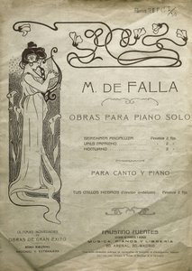 FALLA, Manuel de (1876-1946). Compositor e pianista espanhol. Obras para piano solo e para piano e voz. Editado em Madrid. de Artist Unknown
