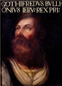 Primeira Cruzada: "Retrato de Godefroi (ou Godefroy) de Bouillon (1040/61-1100), Duque da Baixa Lorena" Pintura anónima. Florença, Galleria degli Uffizi (Gabinetes), Raccolta Gioviana de Artist Unknown