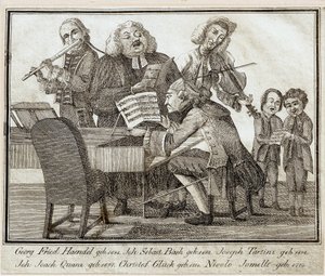 Georg Friedrich Haendel (1685-1759) (aguarela e tinta sobre papel) de Artist Unknown