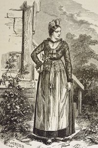 Alemanha (C19th). Sociedade (1879). Alsácia. As mulheres da região. Neste momento, a Alsácia era ocupada pelo Reichstag alemão (1871-1918). Gravura. Coleção particular de Artist Unknown