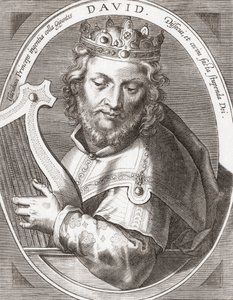 O rei David, rei de Israel, com a sua harpa de Artist Unknown