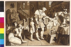 O Marquês Ottokar IV entrega moribundamente a marca da Estíria a Leopoldo V, no rio Enns de Artist Unknown