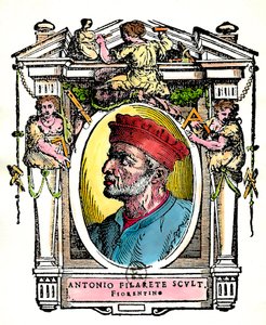Retrato de Antonio Filarete (Antonio di Pietro Averlino ou Averulino), escultor florentino (gravura) de Artist Unknown
