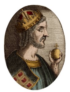 Retrato de Justiniano I - Retrato de Justiniano I (O Grande) (Flavius Petrus Sabbatius Justinianus) (482-565), Imperador Romano do Oriente de Artist Unknown