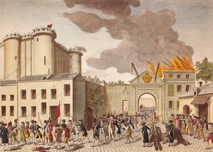Tomada da Bastilha por uma multidão em 14 de julho de 1789, na Revolução Francesa de Artist Unknown