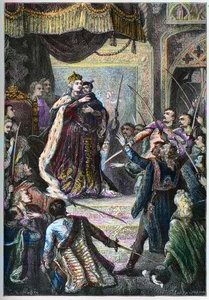 A Impressa Maria Teresa de Áustria recebe, durante a sua visita ao Parlamento de Bratislava, o juramento de fidelidade dos nobres húngaros de Artist Unknown