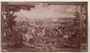 O relevo de Viena na tapeçaria de Gobelin de 1683 no "Ritterstube" do Palácio de Hofburg de Viena de Artist Unknown