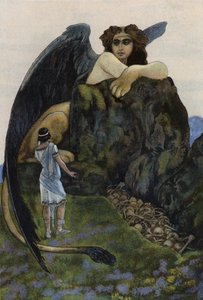 Édipo e a esfinge (cor litho)