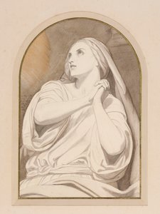 Maria Madalena em êxtase, c.1858 (lápis, lápis de cera, aguarela, aguada e tinta sobre papel) de Ary Scheffer