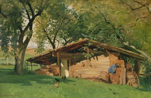 Uma cabana em Chiemsee, 1872 (óleo no cartão)