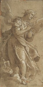 Um Anjo Permanente e dois Querubins, ca. 1566. de Ascribed to Federico Zuccaro.