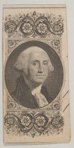 Motivo de notas: Retrato de George Washington em painel decorativo, ca. 1824-37.