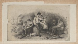 Vinheta de notas com figuras de diferentes idades, representando as fases da vida, ..., ca. 1824-37.