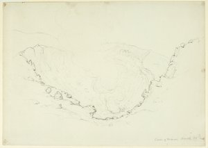 Caldera do Monte. Vesúvio, Nápoles, Itália, 1841 (grafite sobre papel) de Asher Brown Durand