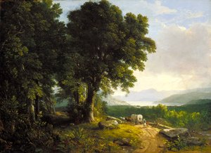 Paisagem com Vagão Coberto (óleo sobre tela) de Asher Brown Durand