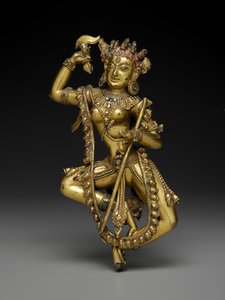 Vajravarahi (bronze dourado, pedras semipreciosas e vestígios de pigmento)