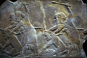Assurbanipal na batalha de Til-Tuba, 650-620 aC de Assyrian