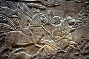 Assurbanipal na batalha de Til-Tuba, 650-620 aC de Assyrian