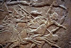 Assurbanipal na batalha de Til-Tuba, 650-620 aC de Assyrian