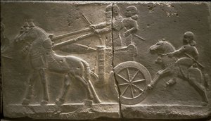 Carruagem e cavalaria, 8 º cen. BC de Assyrian