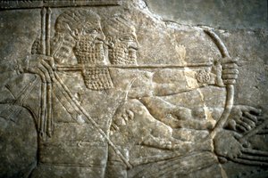 Rei Ashurnasirpal II durante uma caça real ao leão, 650-620 aC de Assyrian