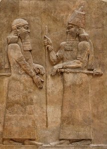 Sargon II e dignitário, alívio do palácio do rei Sargon em Khorsabad, c.716-713 a.C.