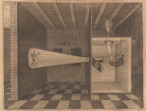 Lanterna mágica que mostra a morte de Ars Magna Lucis, 1671.