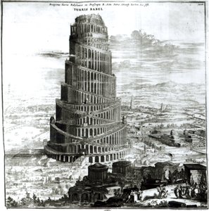 A Torre de Babel, 1679 (gravura) (foto bw)