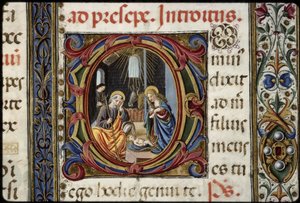 Missal de Thomas James: pormenor de uma letra D: a Natividade.