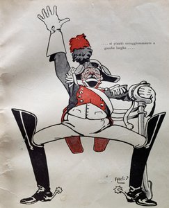 Agente da polícia em uniforme completo, de As Aventuras de Pinóquio, de Carlo Collodi, Itália