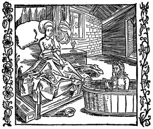 A mulher e o eremita a banhar-se. de attributed to Albrecht Dürer