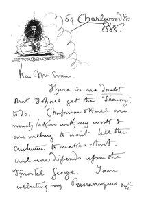 1ª página da carta de autógrafos para Frederick Evans, c.1893 de Aubrey Beardsley