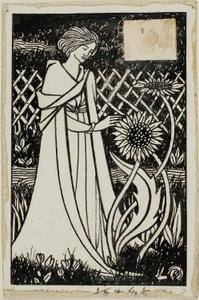 Estudo Decorativo: Mulher com Girassóis de Aubrey Beardsley