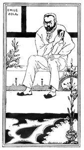 Emile Zola, 1893 88 @ Zola (1840-1902) escritor e romancista francês; ilustração da revista &39;Pall Mall Budget&39;; de Aubrey Beardsley