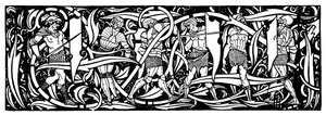 Headpiece, uma ilustração de "Le Morte d&39;Arthur", de Sir Thomas Malory, 1893-94 de Aubrey Beardsley