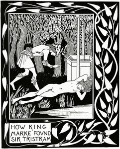 Como Rei Marke Encontrou Sir Tristram, ilustração de &39;Le Morte d&39;Arthur&39; de Sir Thomas Malory, 1894 de Aubrey Beardsley