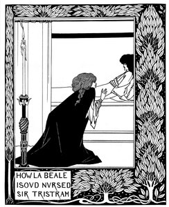 Como La Beale Isoud cuidou de Sir Tristram. Ilustração do livro Le Morte dArthur de Sir Thomas M de Aubrey Beardsley