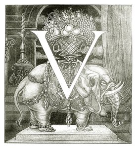 Letra inicial &39;V&39; para Volpone, 1898 de Aubrey Beardsley