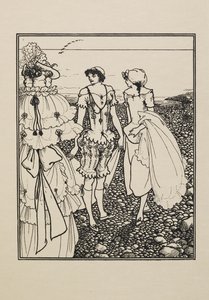 Na praia de Dieppe (os banhistas), de um livro de cinquenta desenhos de Aubrey Beardsley