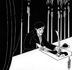 Auto-retrato de Aubrey Vincent Beardsley (1872-1898) Ilustrador e escritor inglês de Aubrey Beardsley